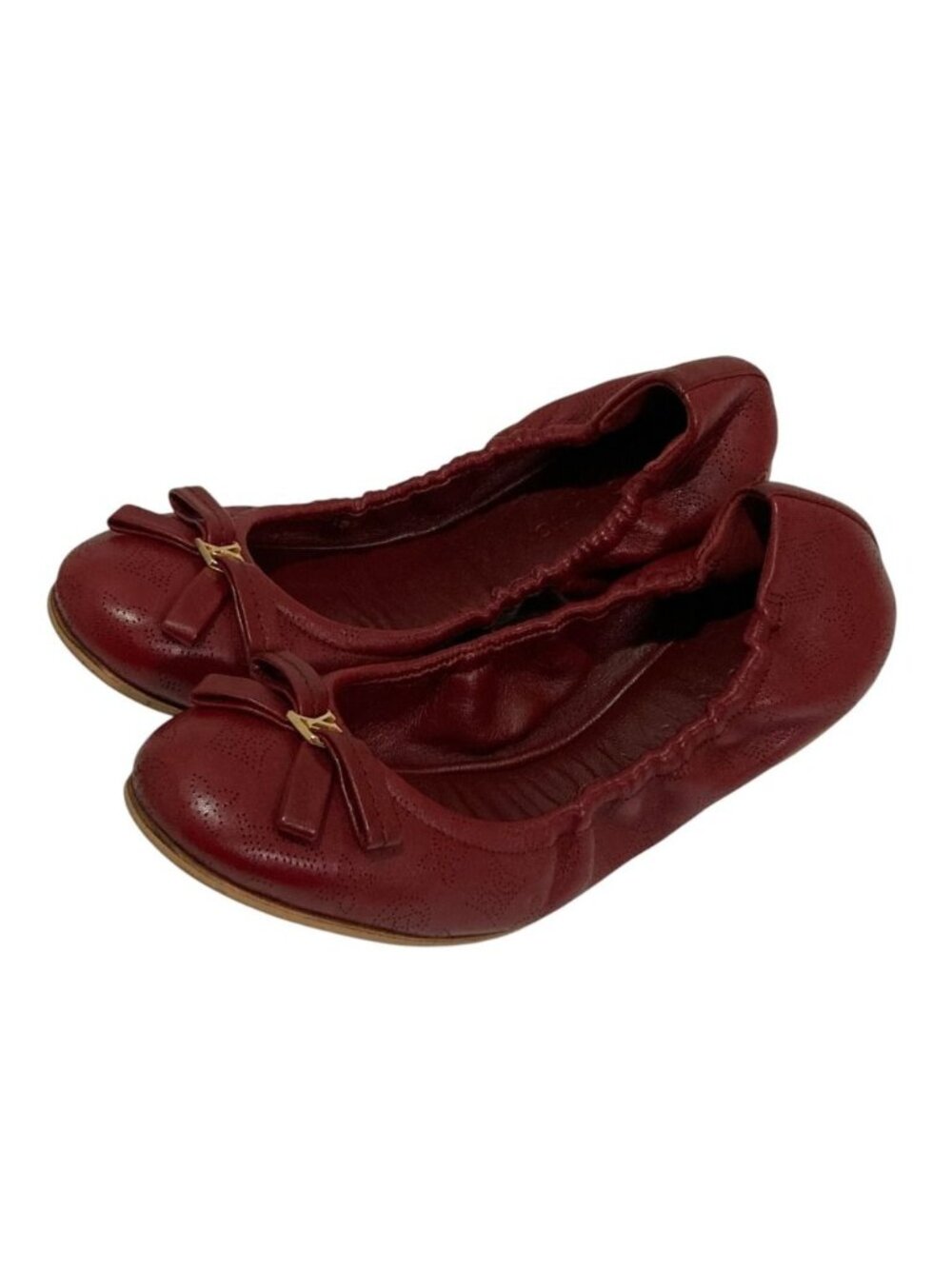 Louis Vuitton Monogram Mahina Ballet Shoes Flat Pumps Red
